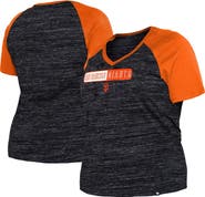 New Era Women's New Era Black San Francisco Giants Plus Size Space Dye Raglan V-Neck T-Shirt