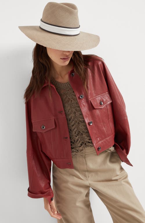 Brunello Cucinelli Leather Outerwear In Ruby