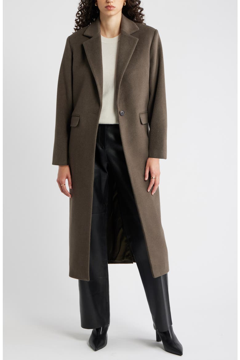 One-Button Wool Blend Coat, Main, color, OLIVE SARMA