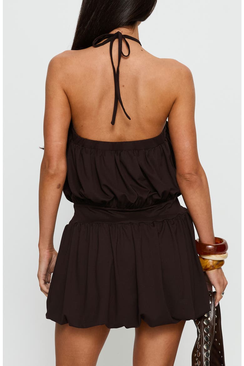 Sunnee Eyelet Detail Halter Bubble Playsuit, Alternate, color, BROWN