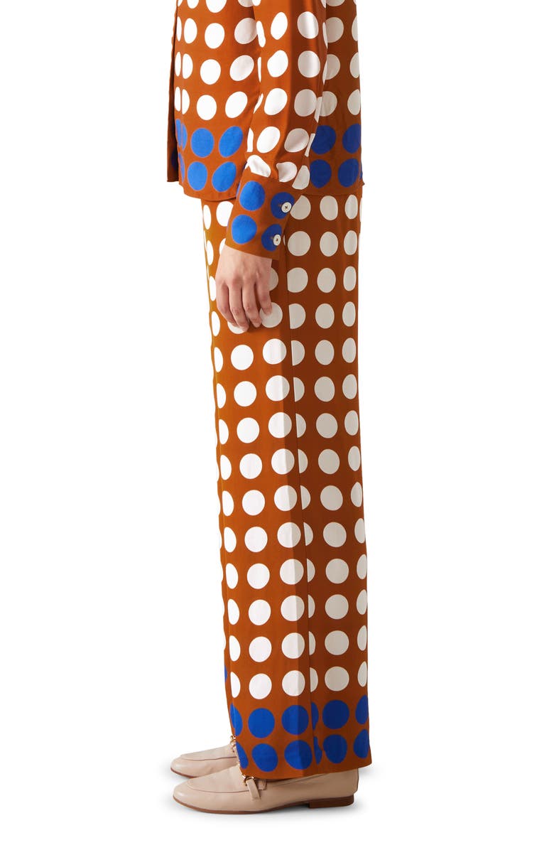 LK Bennett Elise Polka Dot Wide Leg Pants, Alternate, color, Gold Multi