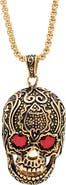 HMY JEWELRY 18K Gold Plated Stainless Steel Skull Pendant Necklace