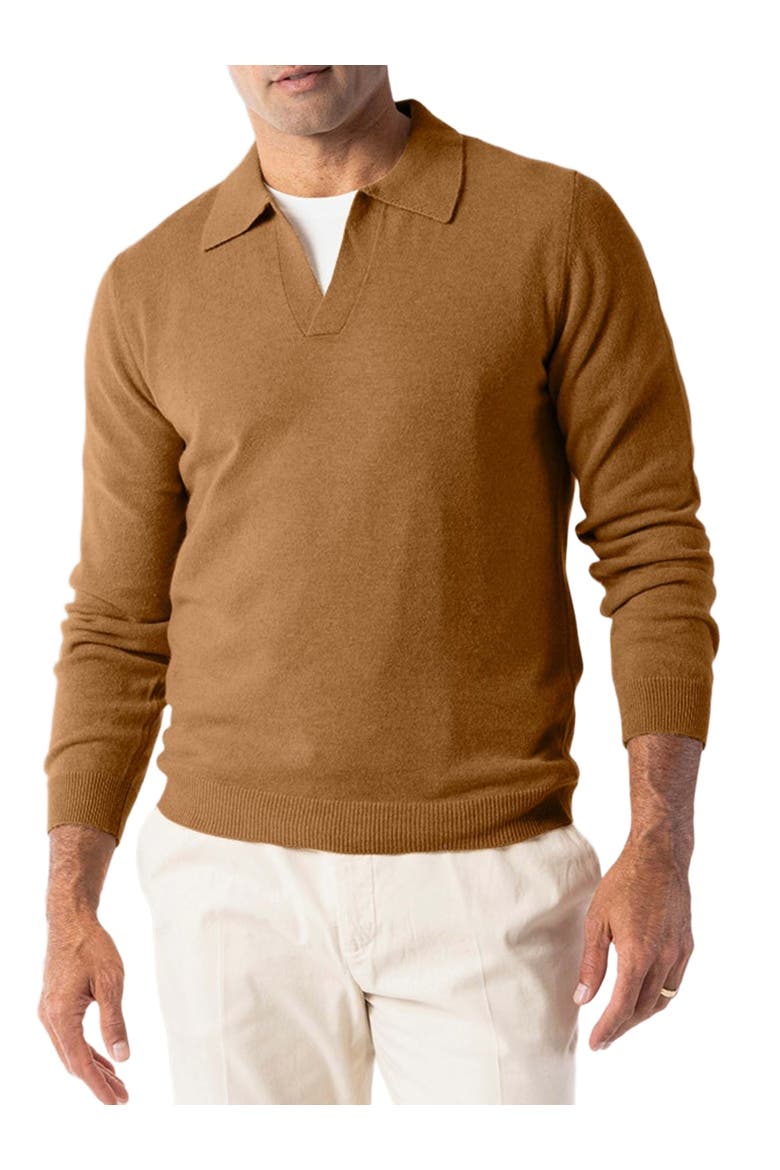 Parsons Johnny Collar Sweater, Alternate, color, Camel