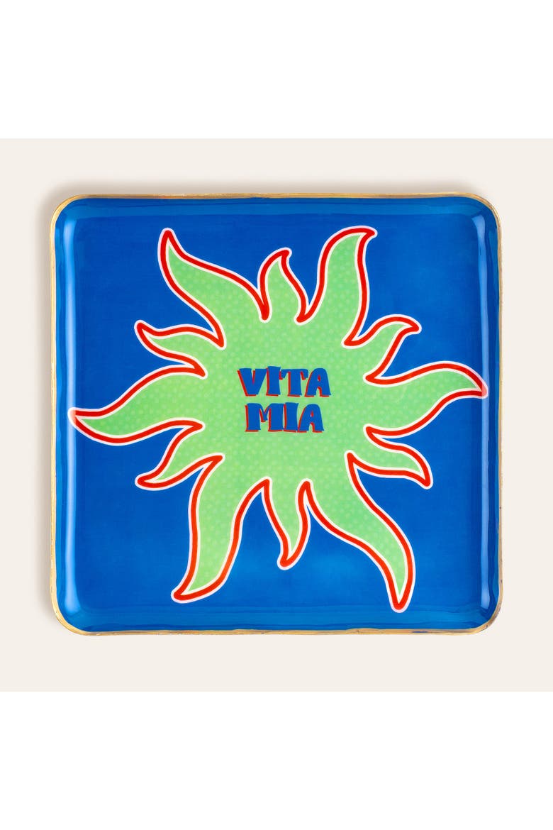 Agra Vita Mia Patterned Square Metal - Curated Decor, Main, color, Green