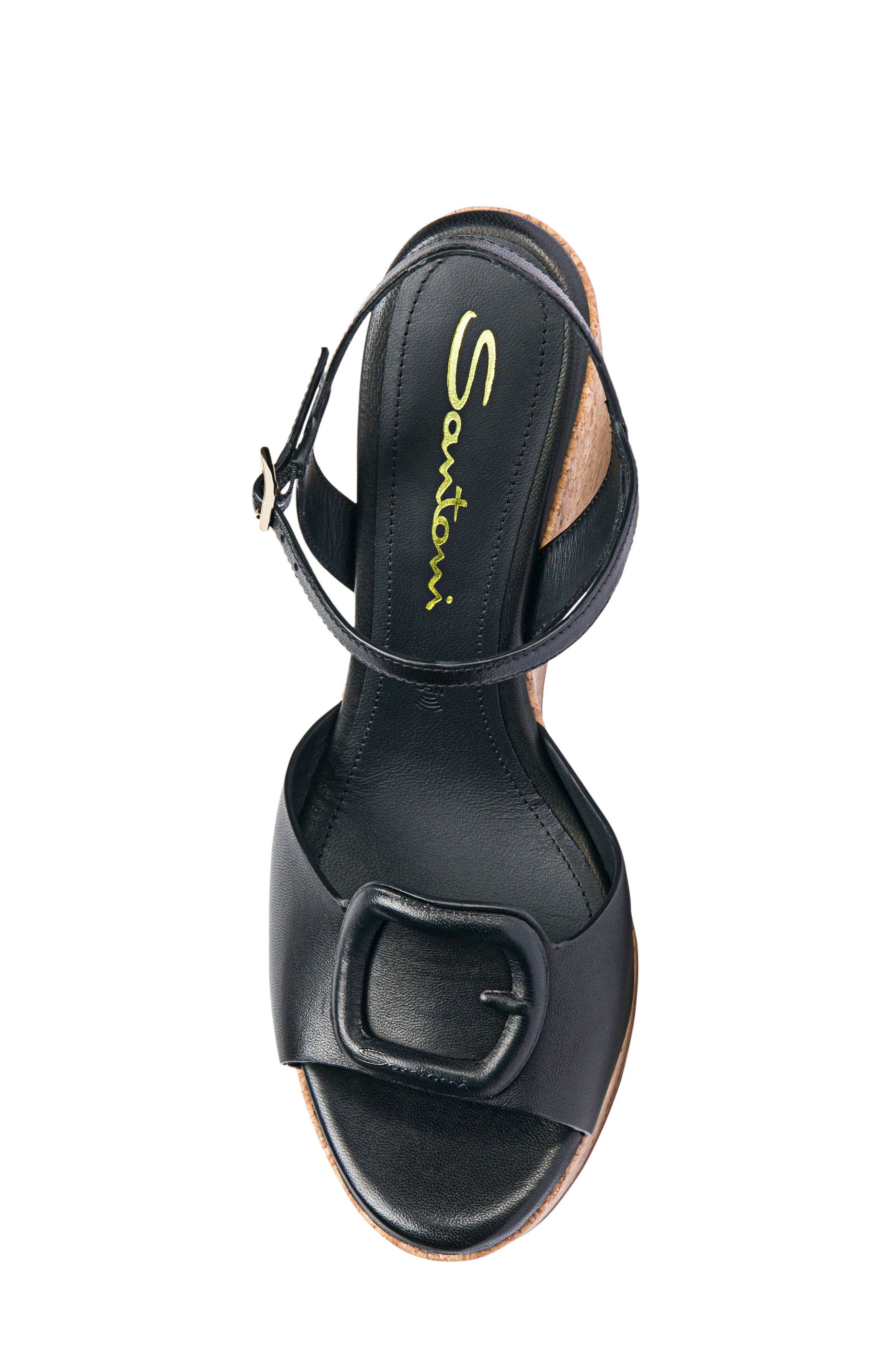 Santoni Women's leather wedge, Alternate, color, Black