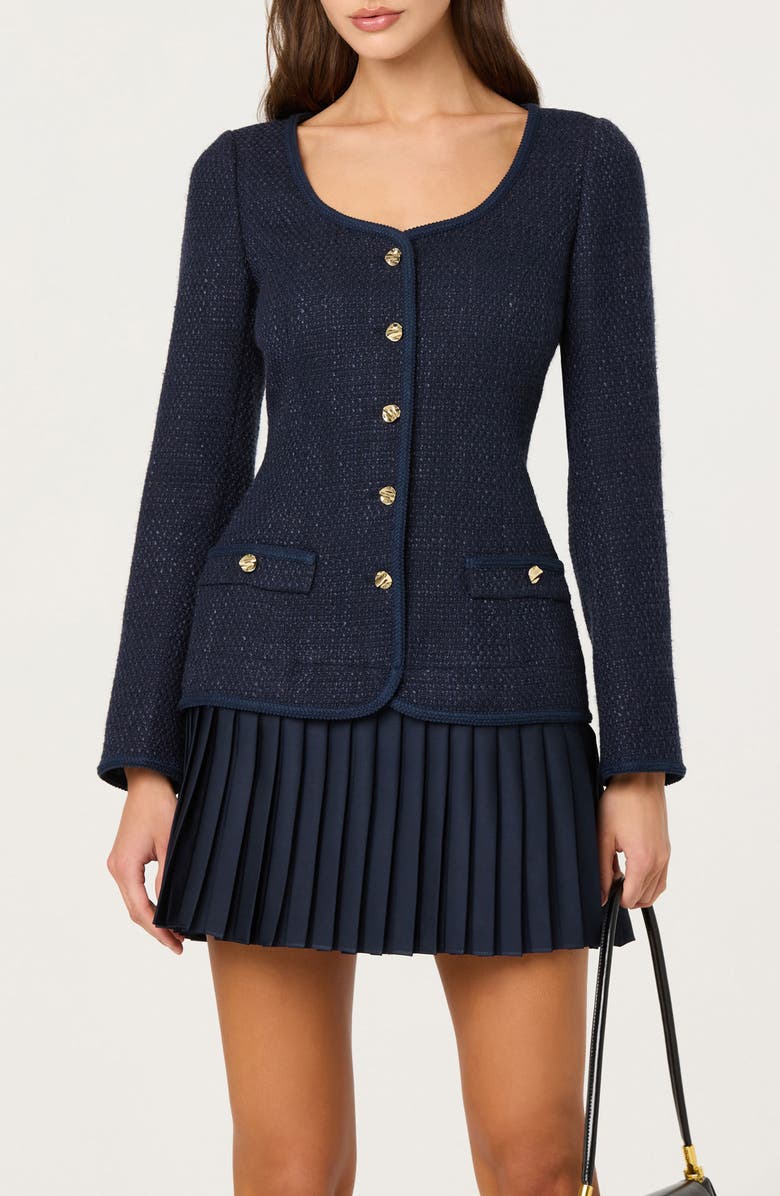 ASTR the Label Malorie Long Sleeve Dress, Alternate, color, Navy