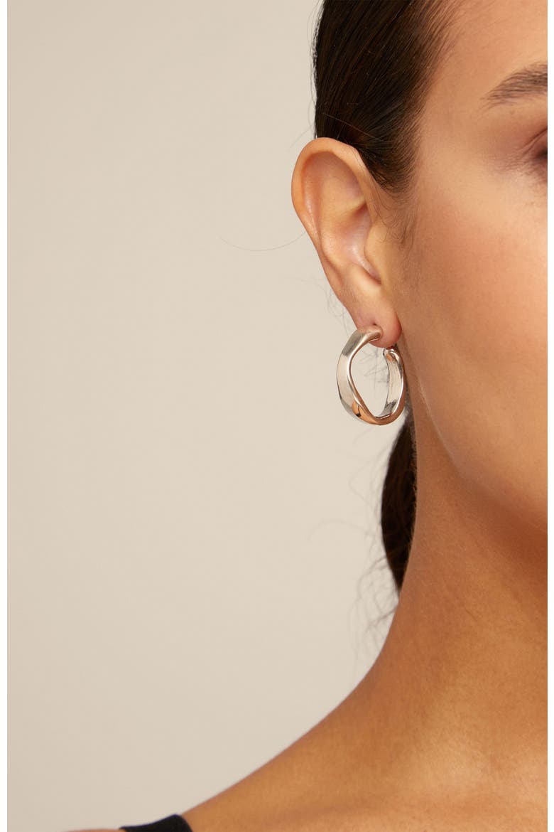 Sterling silver-plated wide hoop earrings, Alternate, color, Silver