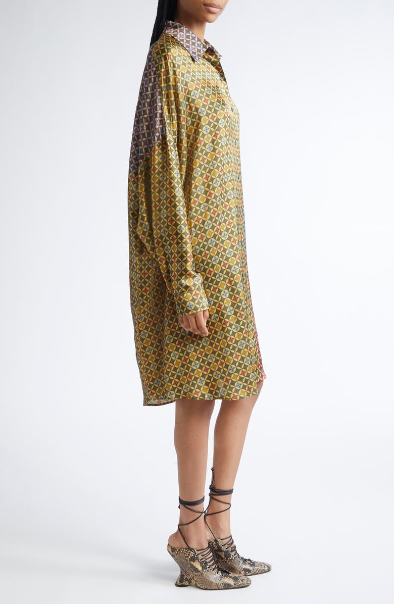 Dries Van Noten Dasia Tie Print Long Sleeve Silk Satin Shirtdress, Alternate, color, Dessin A
