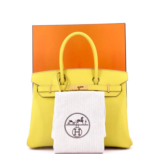 Pre-owned Hermes Hermes Birkin Handbag Yellow Epsom With Gold Hardware 30 In Green