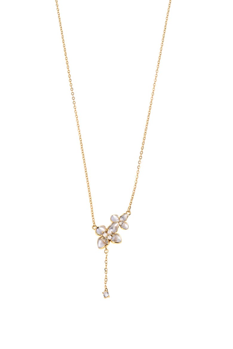 Two Flowers I Necklace, Main, color, Silver Gold Plated