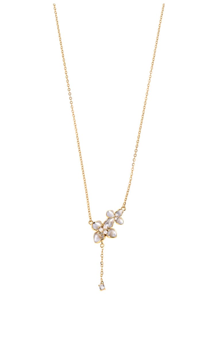 Arte Nova Jewellery Two Flowers I Necklace, Main, color, Silver Gold Plated