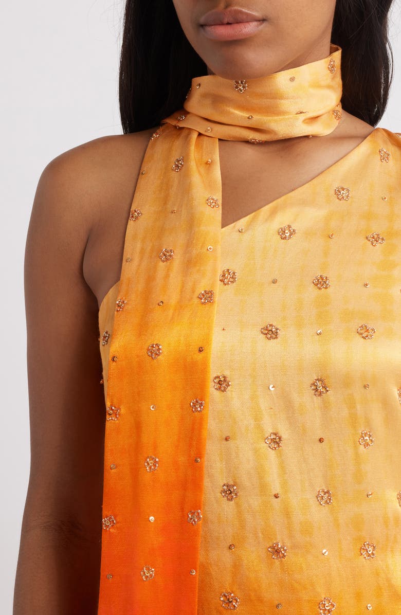 Sani One-Shoulder Long Sleeve Gown, Alternate, color, Dusky Ember