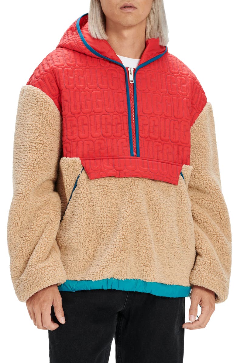 UGG<sup>®</sup> Iggy Fleece Half Zip Hooded Pullover, Main, color, 