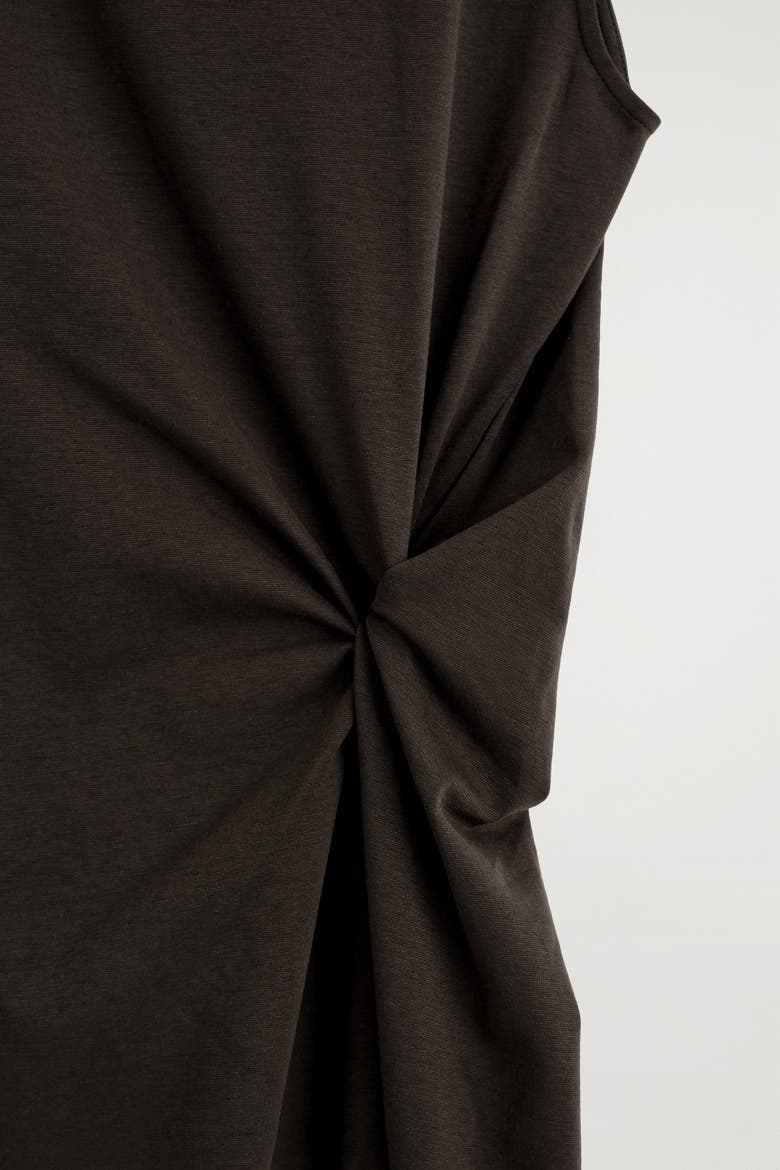 Twist-detail Jersey Midi Dress, Alternate, color, BROWN