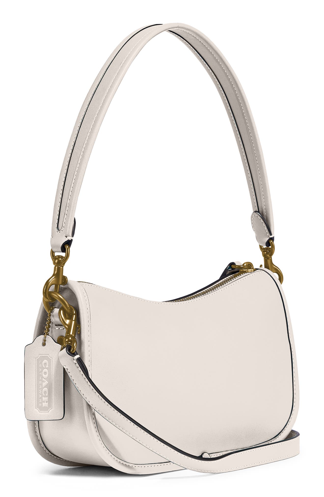 Swinger Convertible Leather Crossbody Bag, Alternate, color, BRASS/ CHALK