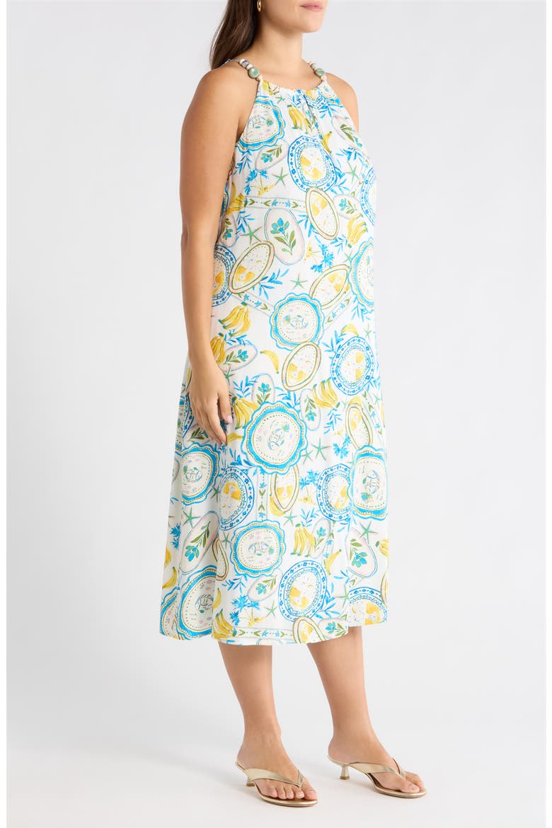 Harvest Island Brisia Midi Dress, Alternate, color, WHITE/ BLUE/ YELLOW