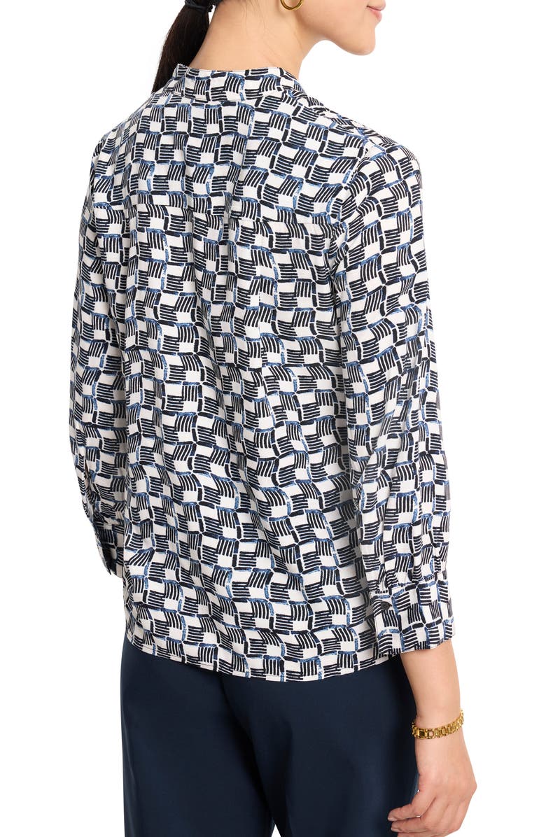 NIC+ZOE Basketweave Split Neck Shirt, Alternate, color, Indigo Multi