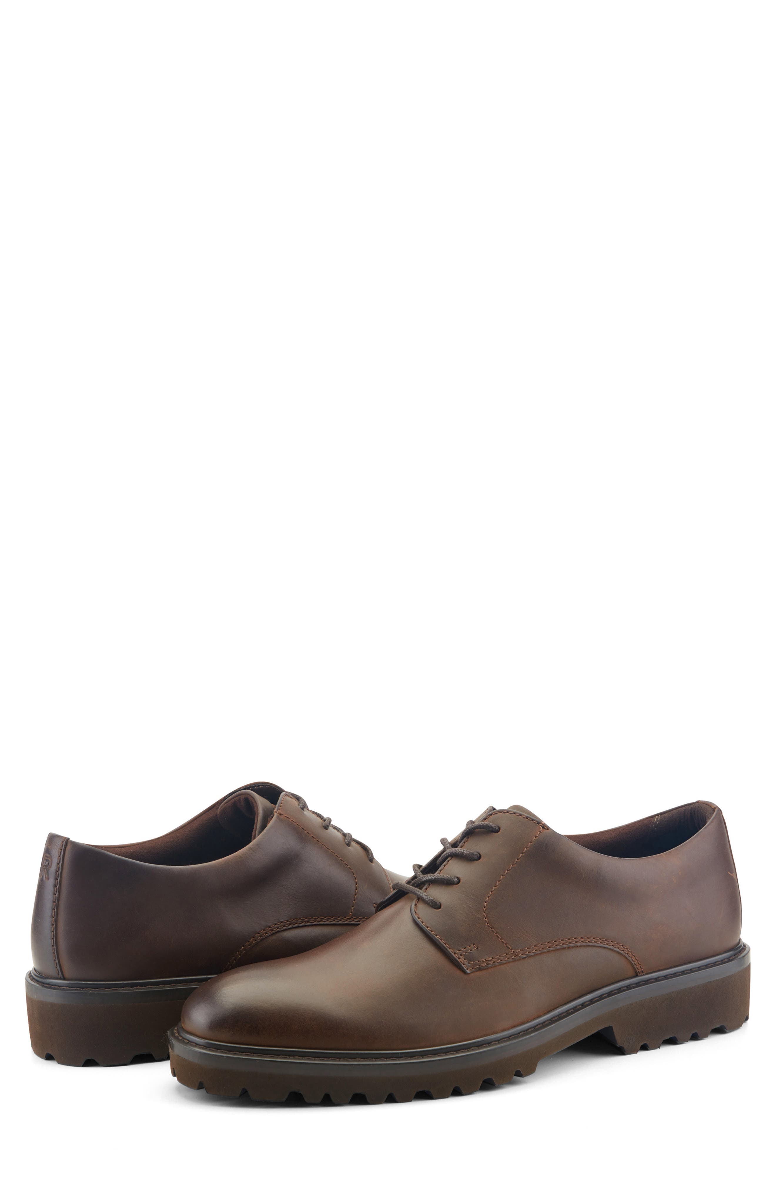 Max Leather Plain Toe Derby, Alternate, color, DARK BROWN LEATHER