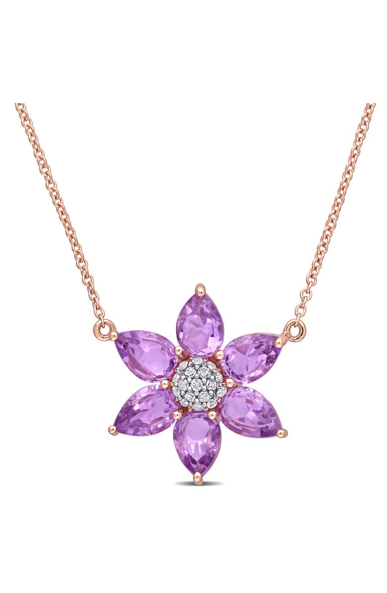 Julianna B. Gemstone & Diamond Floral Necklace 10K, Main, color, Amethyst