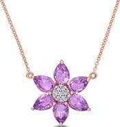 Julianna B. Gemstone & Diamond Floral Necklace 10K