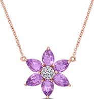Julianna B. Gemstone & Diamond Floral Necklace 10K