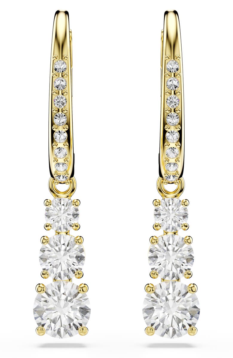 Swarovski Stilla Attract Drop Earrings, Alternate, color, Gold/ White