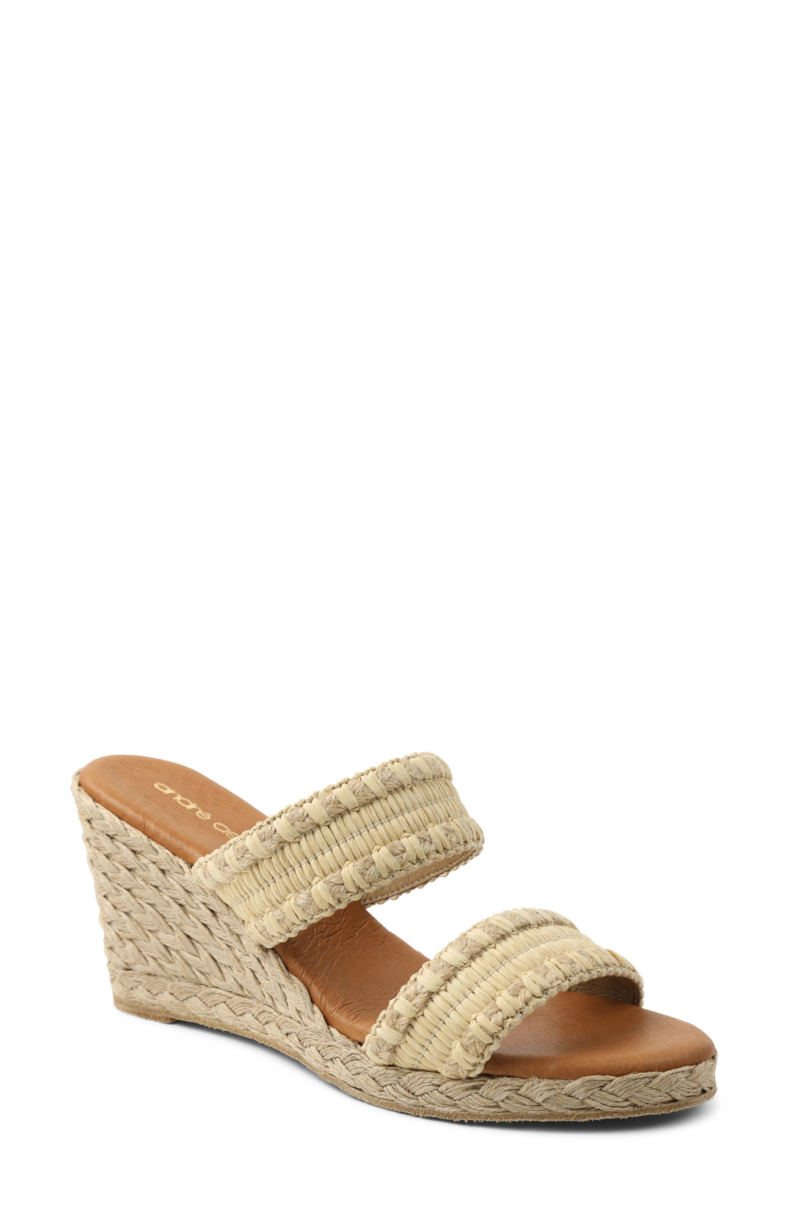 André Assous Nolita Raffia Wedge Slide Sandal