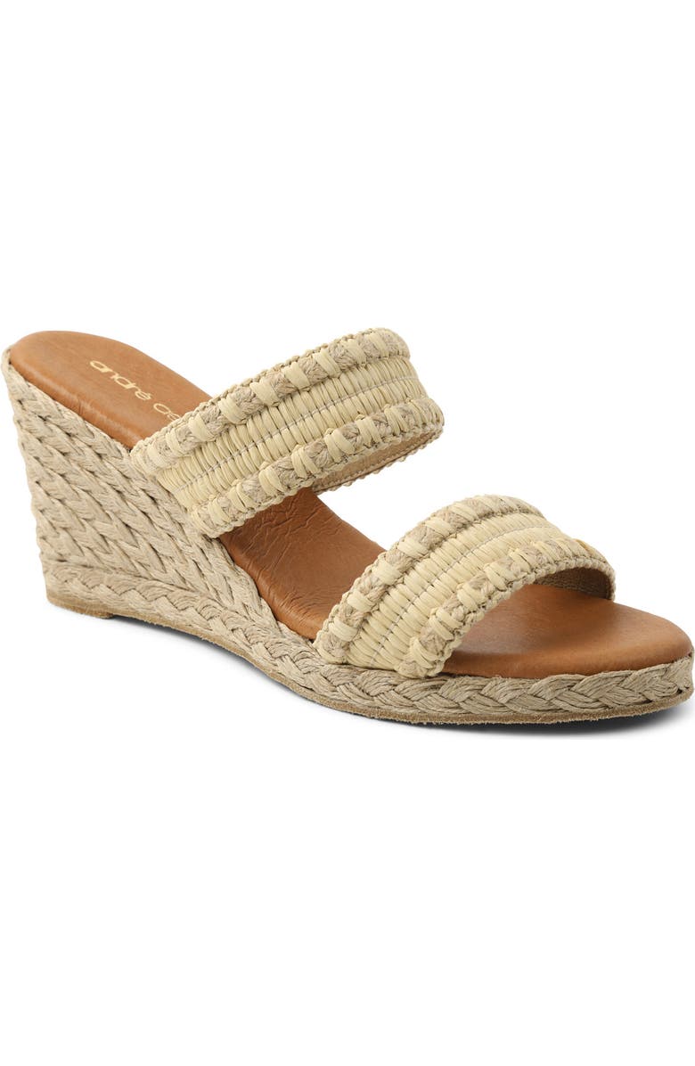 André Assous Nolita Raffia Wedge Slide Sandal, Main, color, Sand Fabric