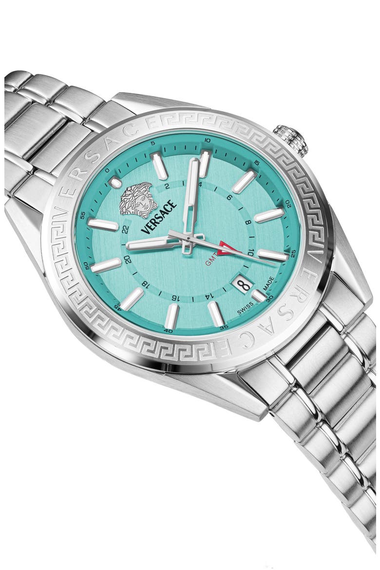 V-Code GMT Bracelet Watch, 42mm, Alternate, color, STAINLESS STEEL