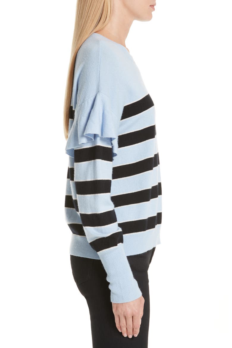 Olivia Ruffle Stripe Sweater, Alternate, color, SKY/ BLACK