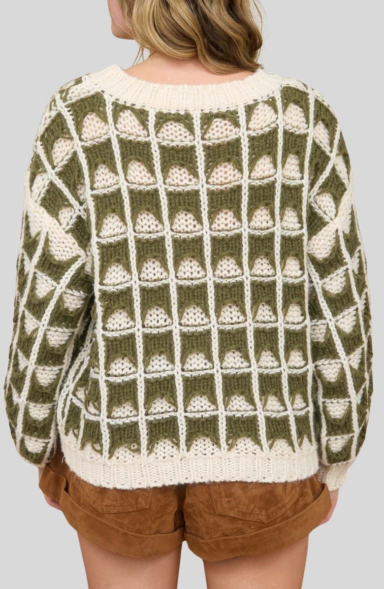 Blu Pepper Open Stitch Sweater, Alternate, color, Olive