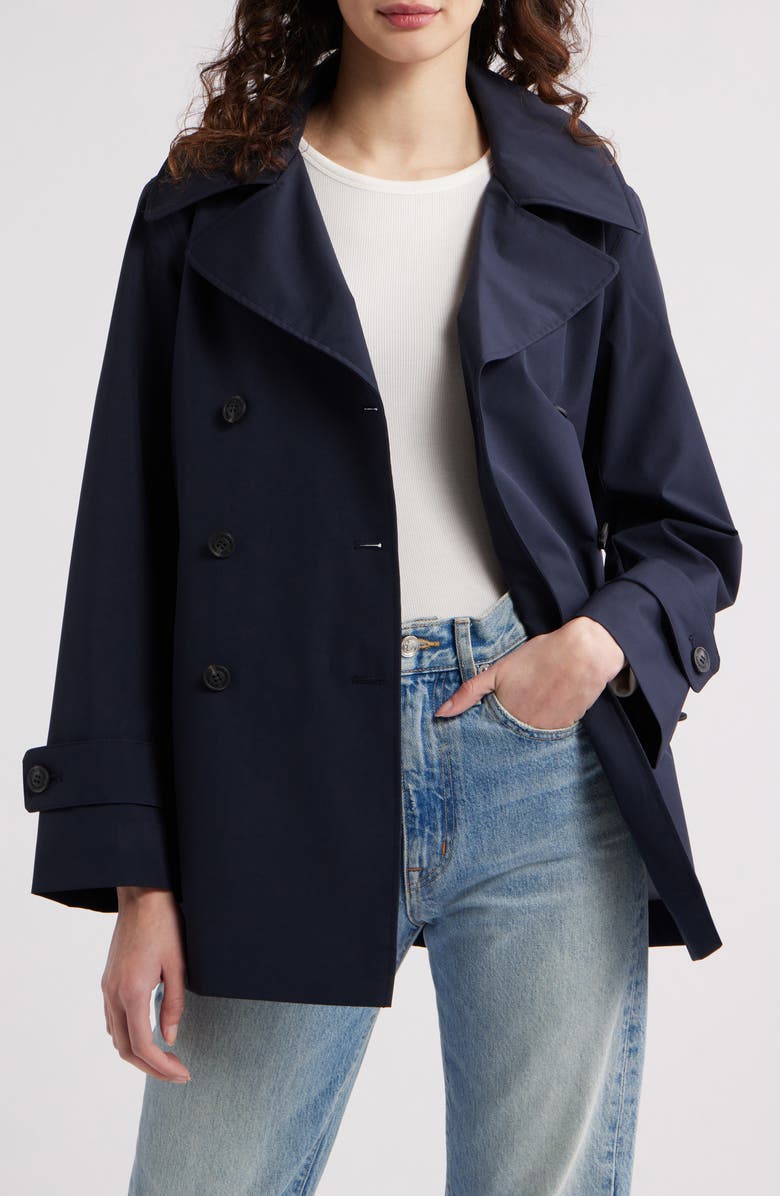 Save The Duck Sofi Water Resistant Trench Coat, Alternate, color, Blue Black