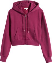 BP. Crop Cotton Blend Zip-Up Hoodie