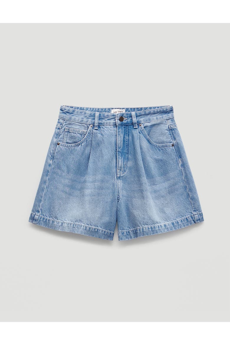 Larissa Pleated Front Denim Shorts, Alternate, color, Light Blue Authentic