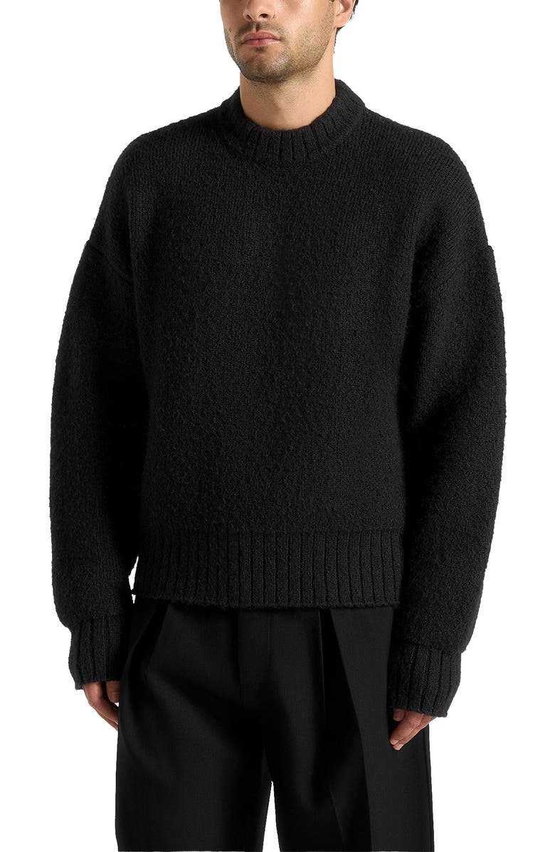 Manière De Voir Brushed Wool Knit Jumper, Alternate, color, Black