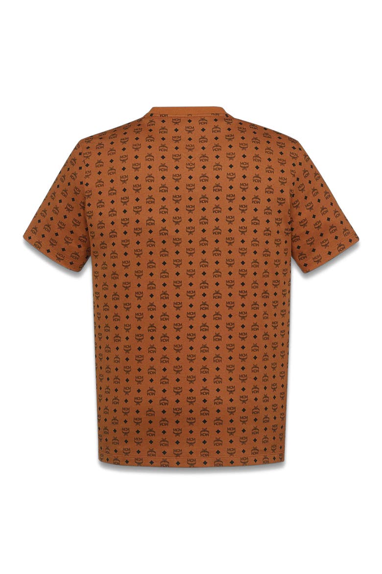 Monogram Print T-Shirt in Organic Cotton, Alternate, color, Cognac