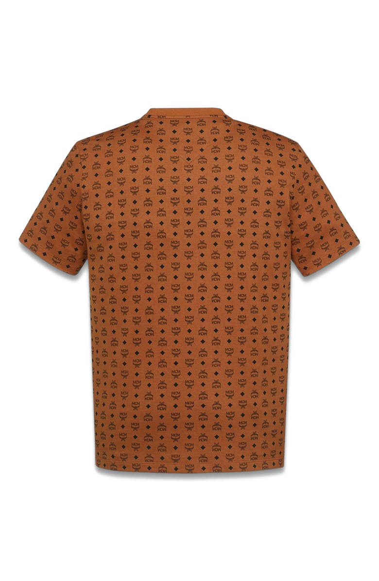 MCM Monogram Print T-Shirt in Organic Cotton, Alternate, color, Cognac