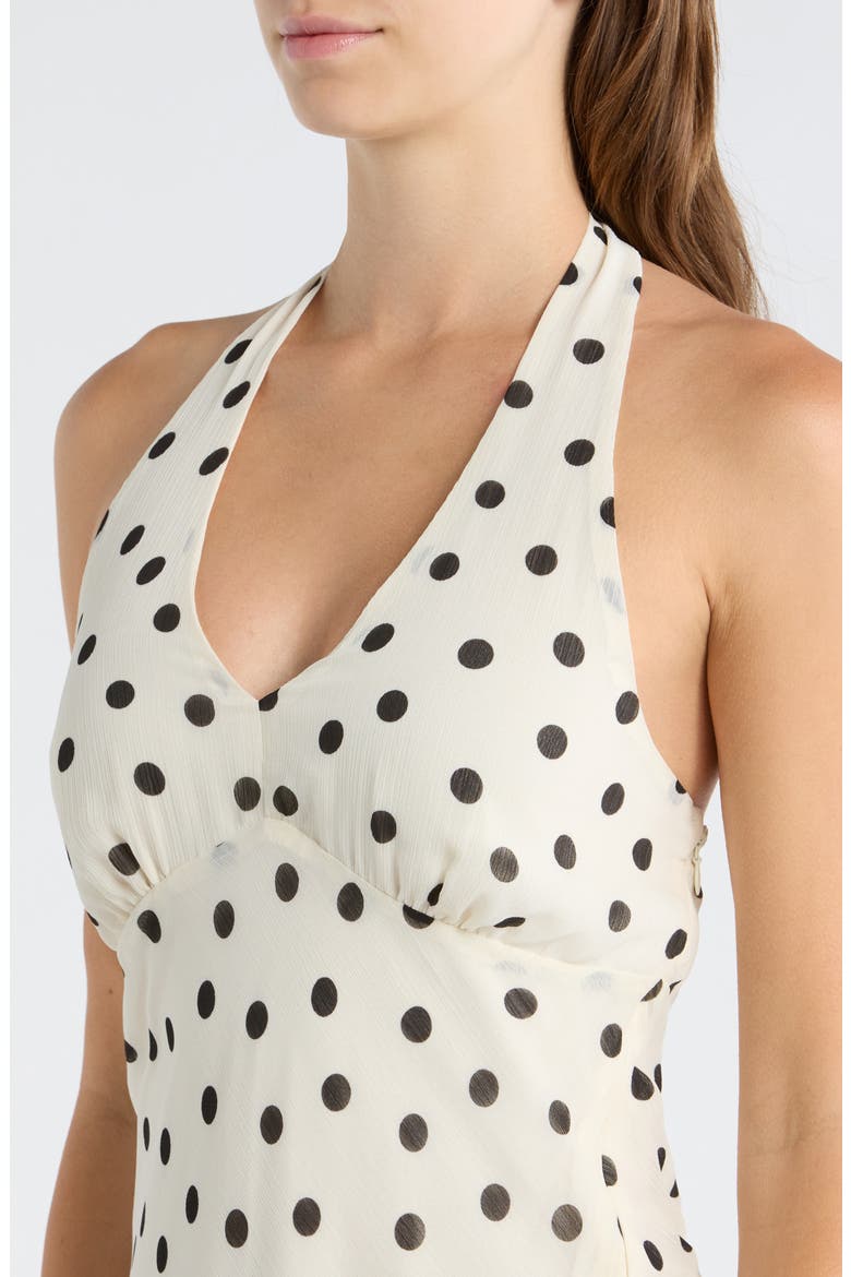 Polka Dot Halter Neck Minidress, Alternate, color, IVORY BLACK DOT