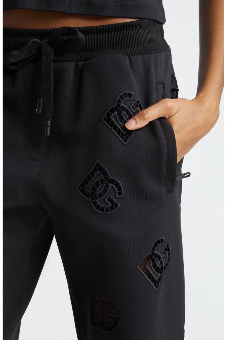 Eyelet Logo Cotton Blend Joggers, Alternate, color, N0000NERO