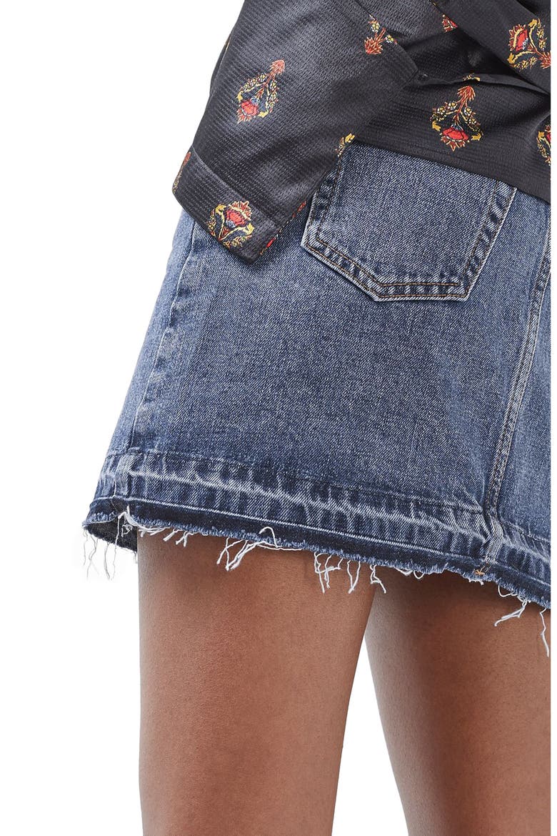 Released Hem Denim Miniskirt, Alternate, color, MID DENIM