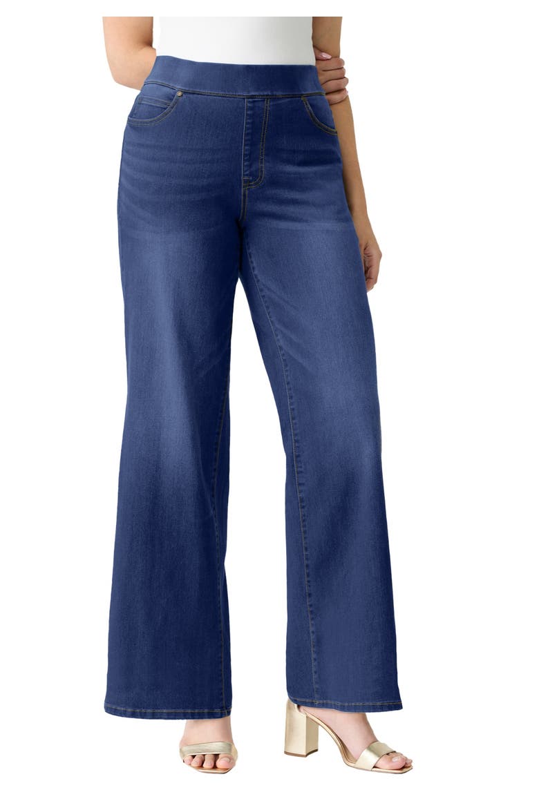 Plus Size 360&Deg; Stretch Wide Leg Jean, Main, color, DARK WASH