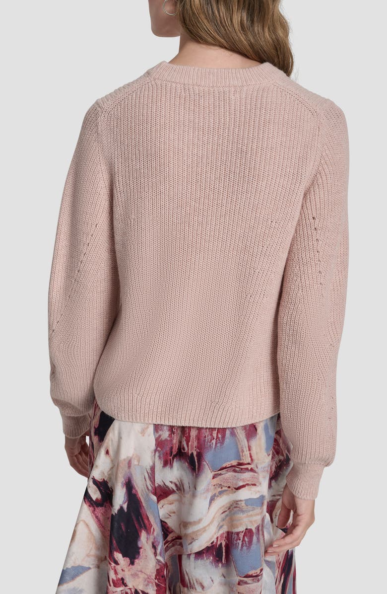 DKNY Rib Cotton Blend Sweater, Alternate, color, Cameo