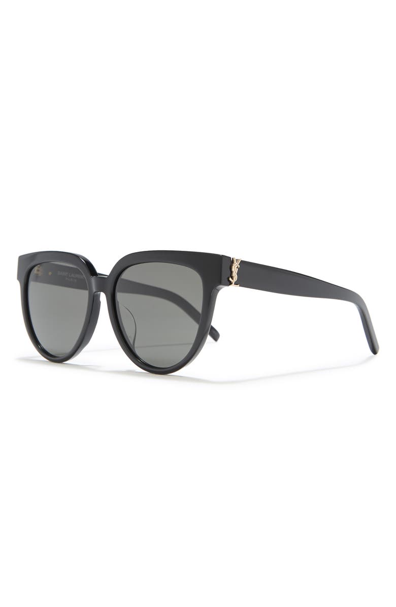 Saint Laurent 55mm Cat Eye Sunglasses, Alternate, color, Black Black Grey/Gry