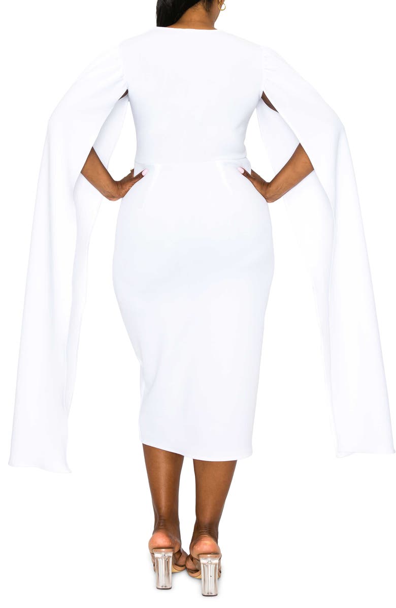 L I V D Naomi Cape Sleeve Midi Dress, Alternate, color, White