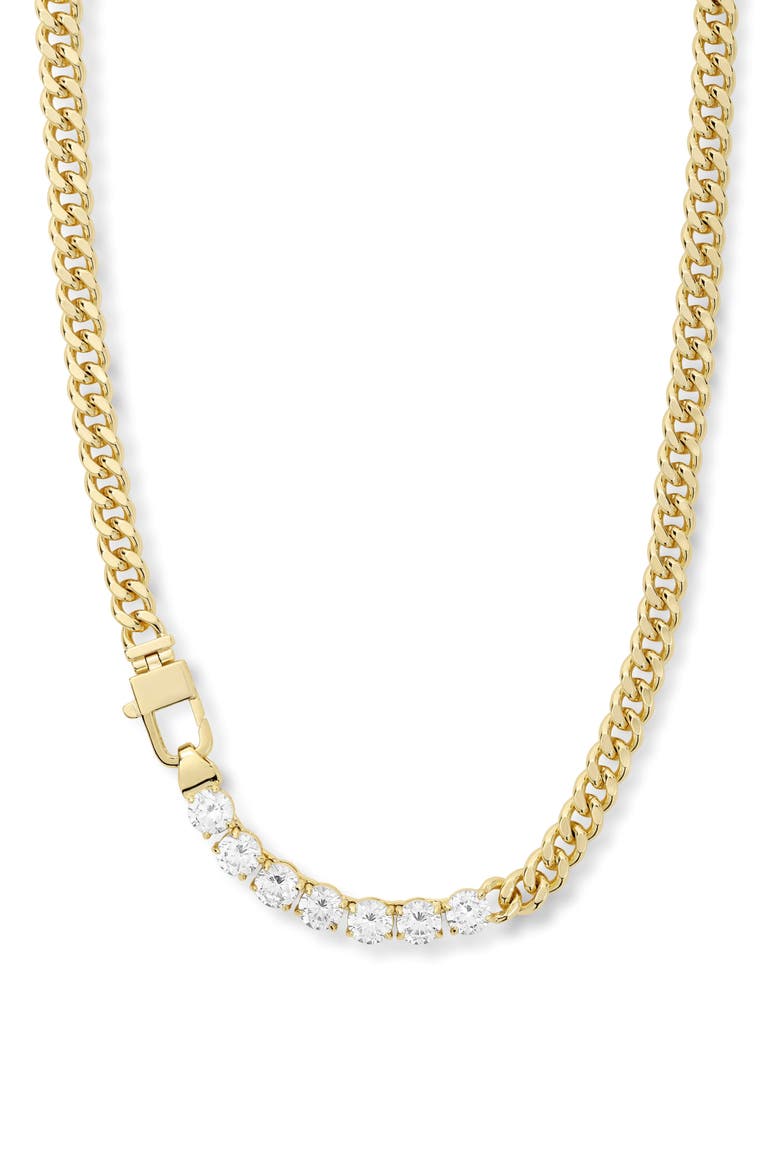 Julian Loves Cubic Zirconia Frontal Necklace, Main, color, GOLD-WHITE