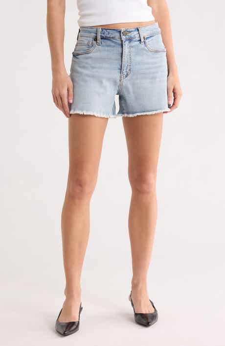 KUT from the Kloth Kat Frayed Hem High Waist Denim Shorts