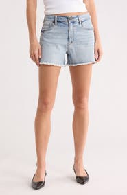 KUT from the Kloth Kat Frayed Hem High Waist Denim Shorts