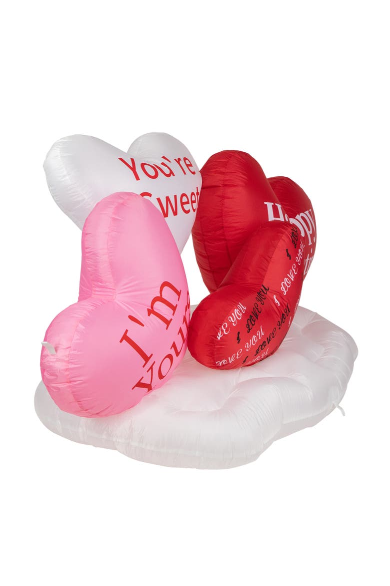LED Lighted Inflatable Valentine's Day Conversation Hearts Outdoor Decoration - 5', Alternate, color, Red