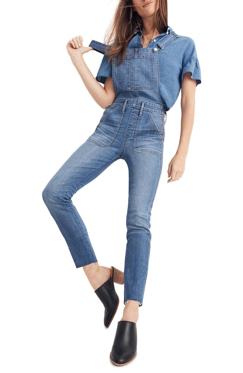 Madewell Skinny Denim Overalls, Main, color, 