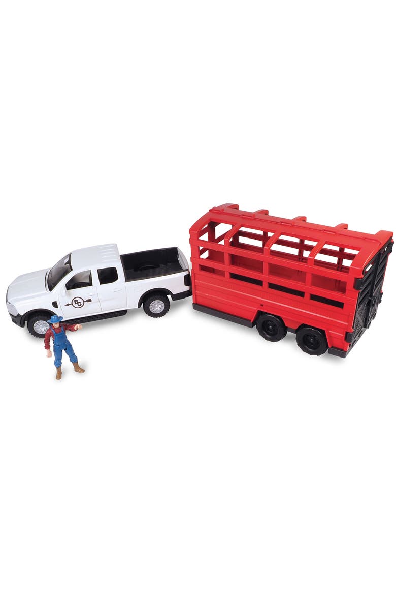 Truck & Cattle Trailer Adventure, 18 Piece Farm Toy Playset, 3+, Alternate, color, Multicolored